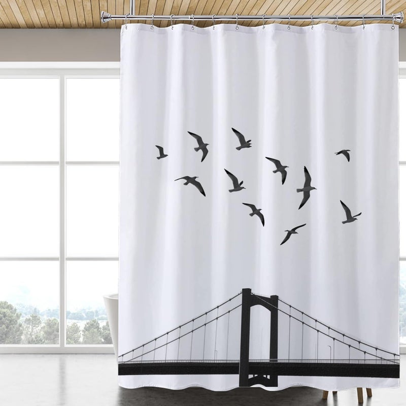 LLSCL Fabric Shower Curtain Liner with Magnets, Waterproof Hotel Quality, 72 x 72 Machine Washable - Image 1